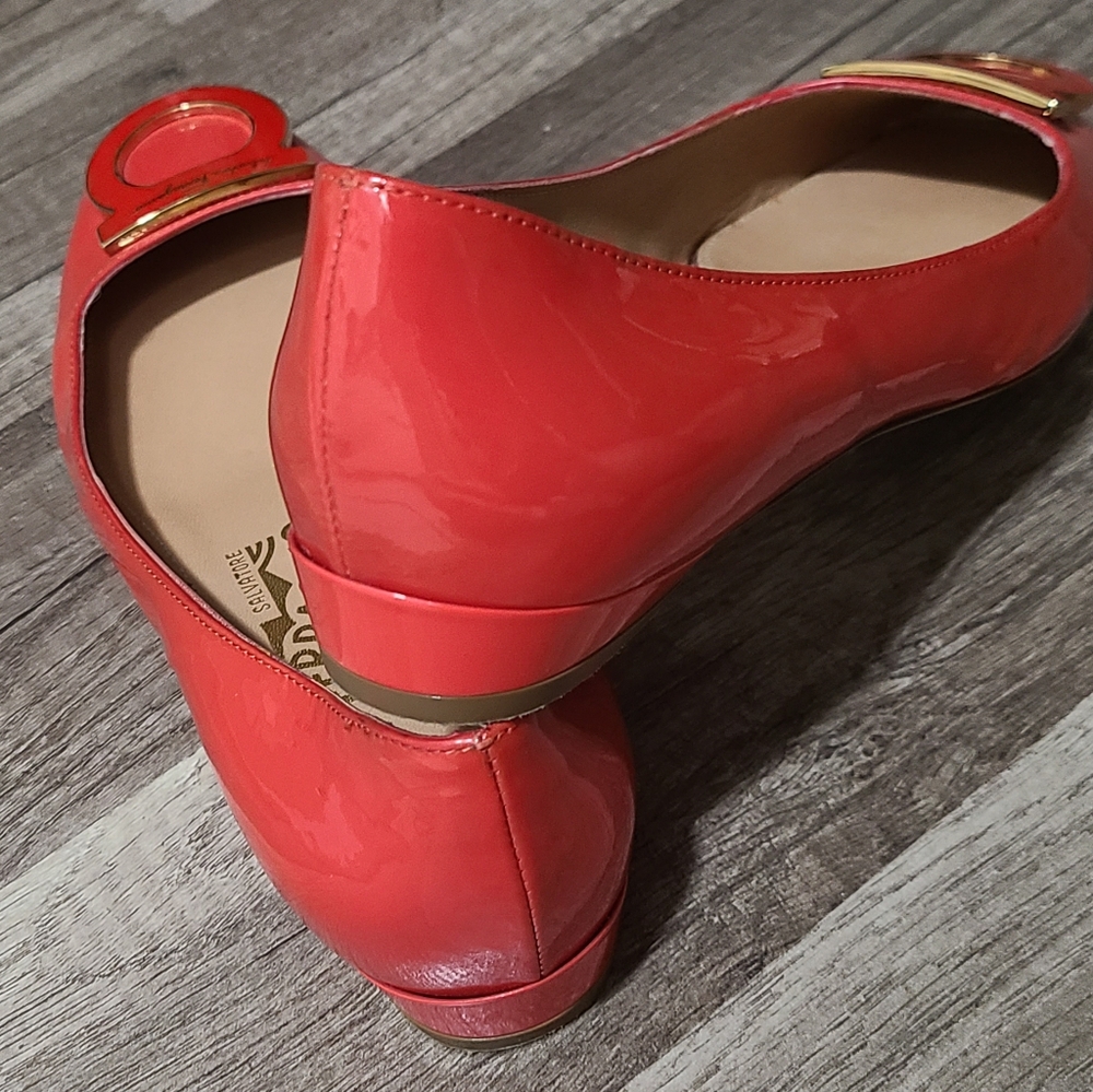 Salvatore Ferragamo Sanna Ballet Flat Red Shoes Size 6 - Picture 7 of 10